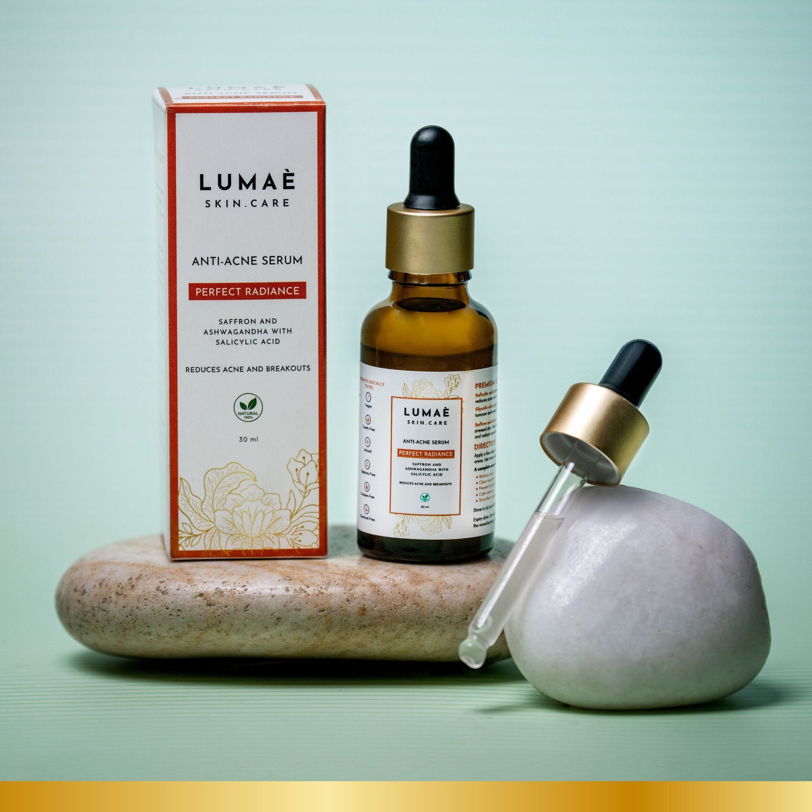 ANTI-ACNE SERUM WITH SAFFRON, ASHWAGANDHA, GLYCOLIC AND SALICYLIC ACID Lumaè